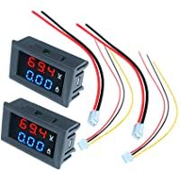 Diymore 2PCS DC 100V 10A LED Amperímetro digital Voltímetro Azul Rojo Pantalla de doble color Voltímetro Medidor de…